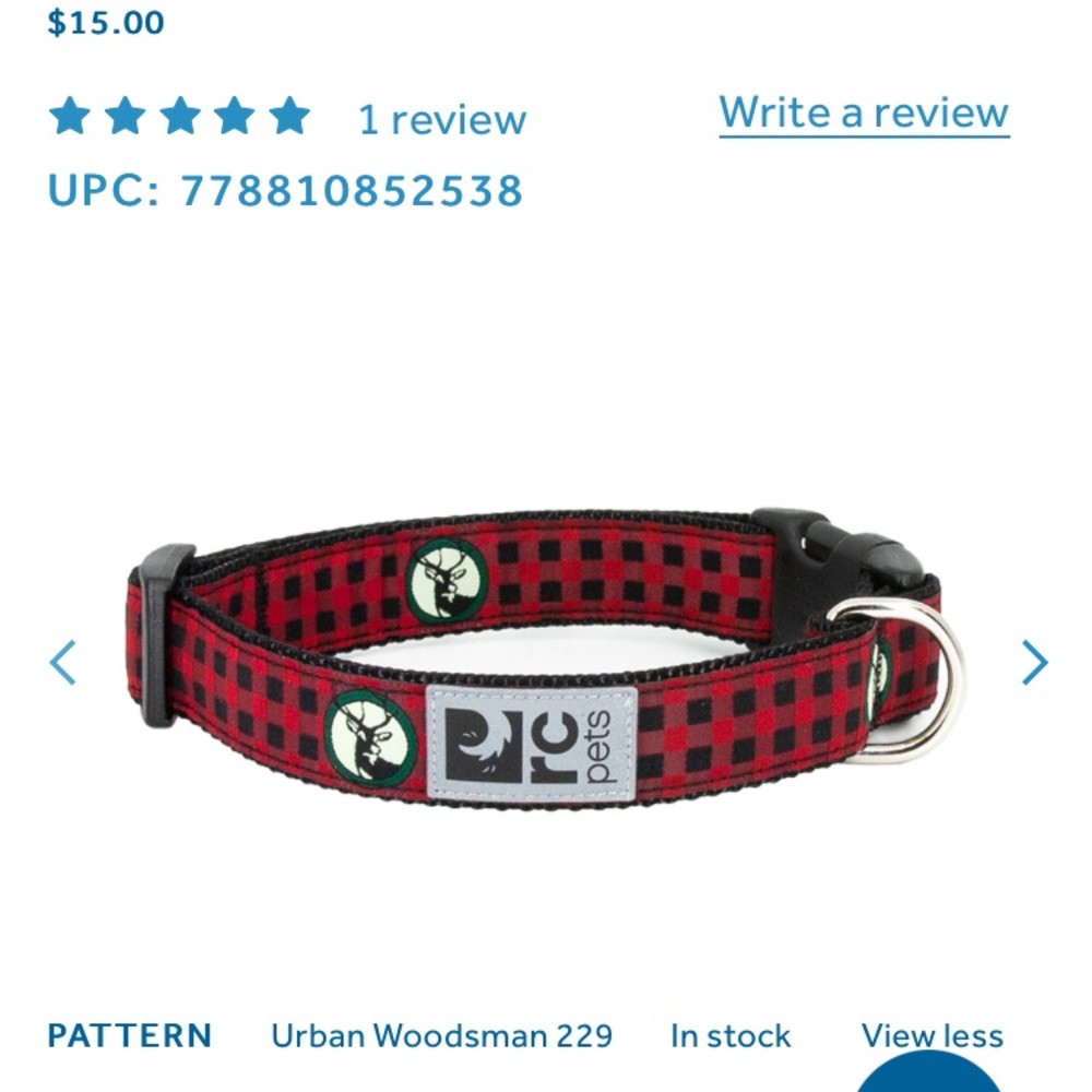 RCPets - XS dark red checkered dog collar clip on